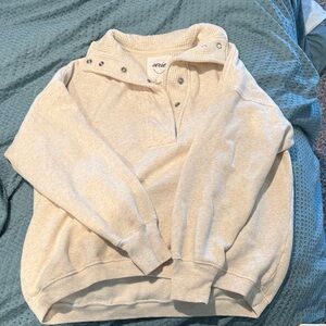 Aerie Cream Snap-Button Pullover Top